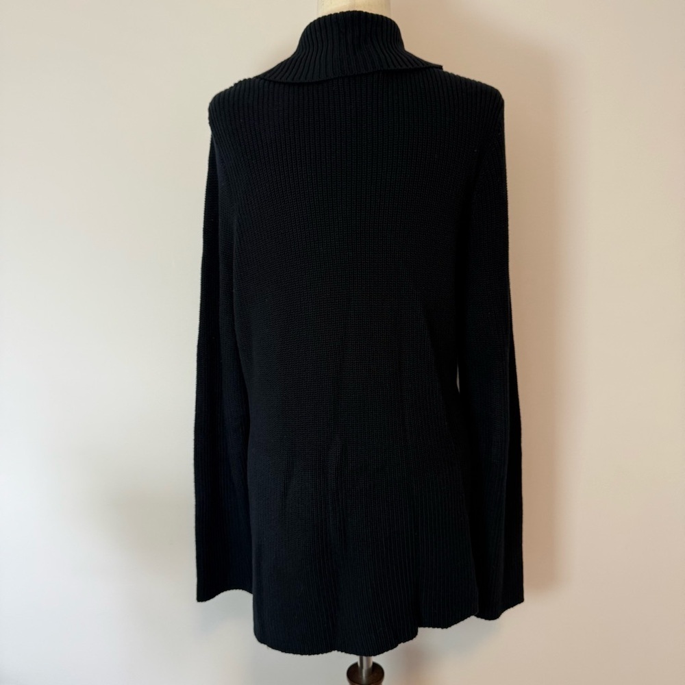Lauren Ralph Lauren 100% Cotton Black Knit Cardigan with Buckle Closure Size 1X - Picture 3 of 7